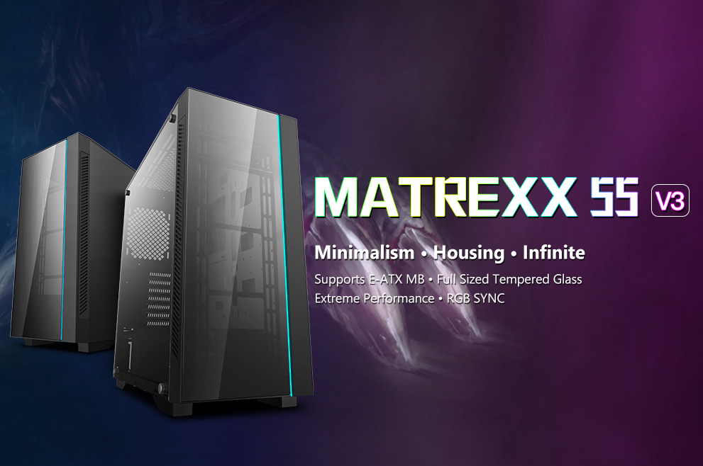 RGB LEDストリップ標準搭載 ミドルタワーケース「MATREXX 55 V3」が